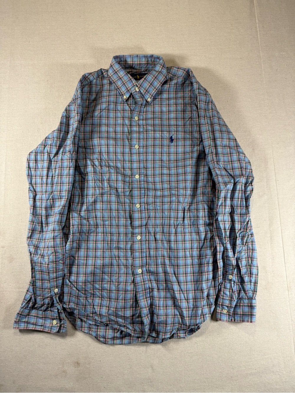 Ralph Lauren Pony Long-Sleeve Button Down Dress Shirt Blue